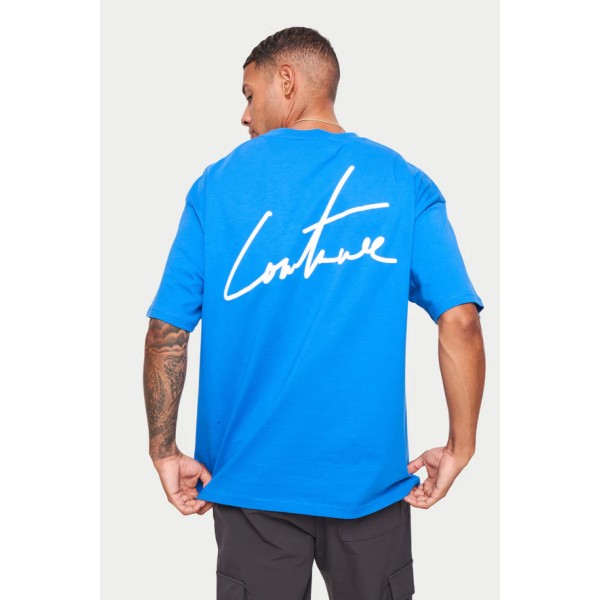 The Couture Club Puff Print Signature relaxed Fit T-Shirt - Blue